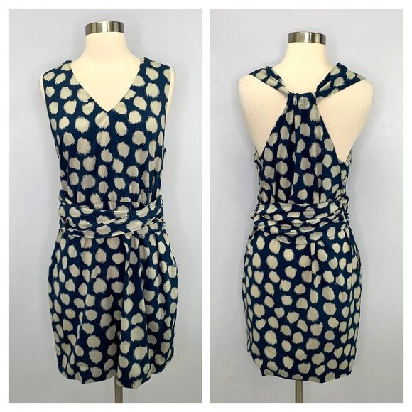 Theory Ruchia Ikat Dot Sleeveless Silk Mini Dress Silk Blend - Picture 2 of 12